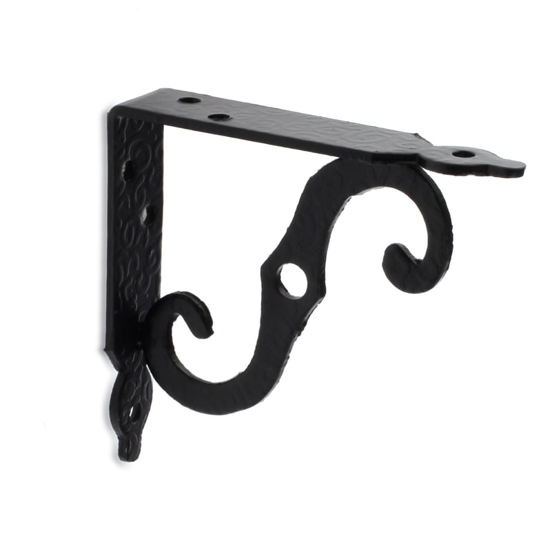 

Escuadra para estantes con estilo decorativo, fabricada en acero y con acabado negro forja.