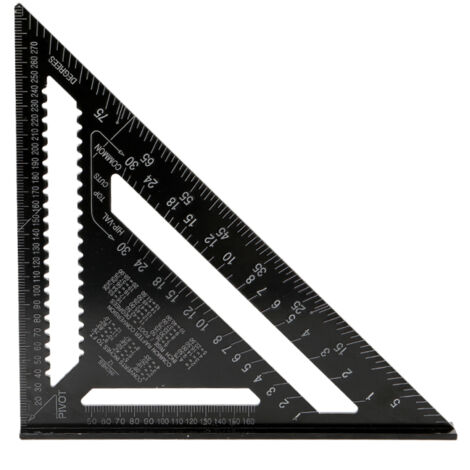 Escuadra triangular de aleación de aluminio, de 90° y 45°, 30,5 cm (12 pulgadas), negra, métrica.