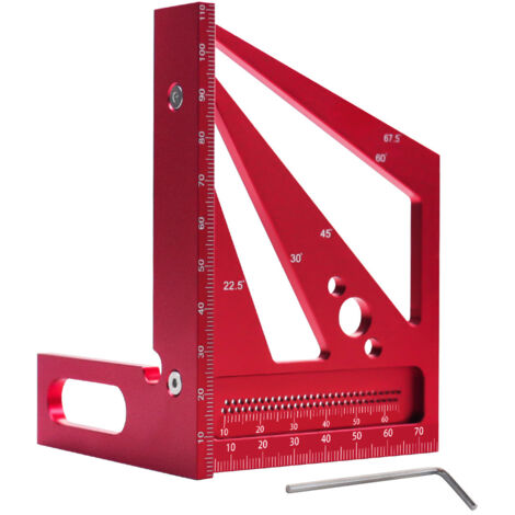 Escuadra universal carpintería 3D aleación aluminio, ajuste ángulos 22.5-90°, escala métrica/pulgadas, herramienta multifunción para carpinteros profesionales