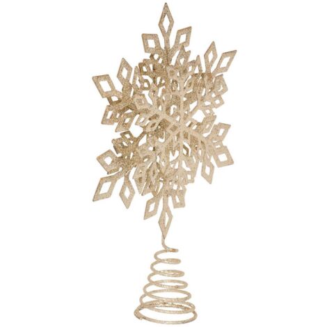 Escudo de metal copo de nieve l.20cm glittery champage - Feeric lights & christmas