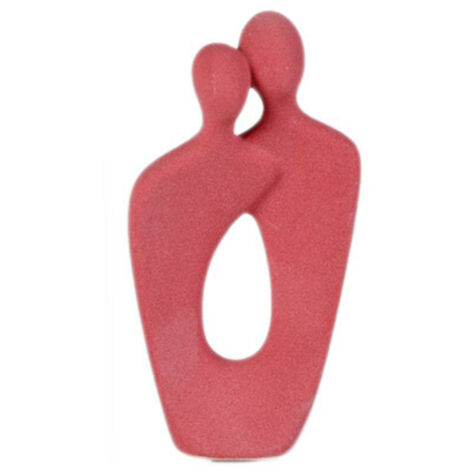Escultura abstracta moderna, figura decorativa de cerámica, regalo para enamorados y parejas, gris, blanco, rojo.
