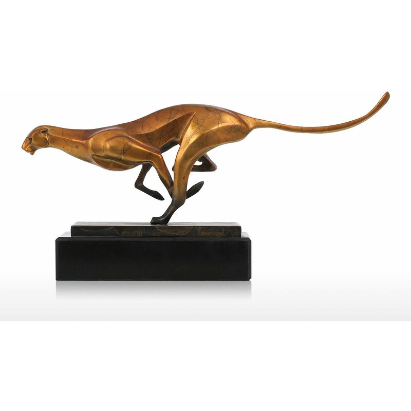 

Tooarts - Escultura de bronce del leopardo, decoracion del escritorio del hogar del arte moderno