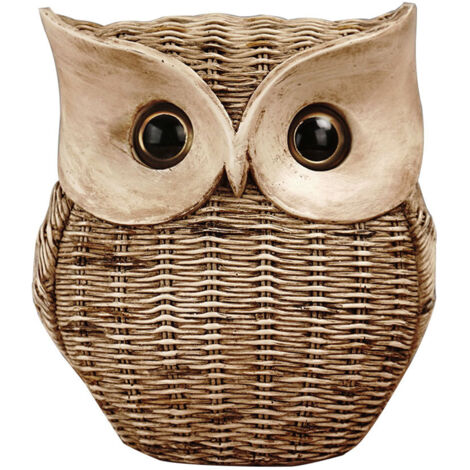 Escultura de búho, figura decorativa para el hogar, figura de animal de resina, para cocina, dormitorio, sala de estar, oficina, marrón amarillento, 12 x 7,5 x 14 cm, 350 g, regalo único, fiesta de Na