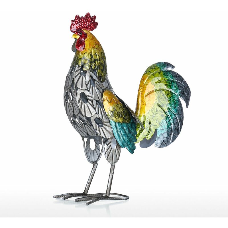 

Escultura de gallo de Tooarts, ornamento de hierro moderno, estante de artesania de decoracion de arte