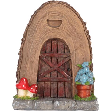Escultura de puerta de cuento de hadas - Estatua de resina, Escultura de puerta de cuento de hadas, Decoraciones de micropaisajes, Estatua de puerta de cabaña de jardín de cuento de hadas, Accesorios