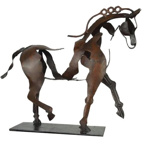 [Escultura decorativa de metal] Sin marca [Brote de caballo rústico] Estatua de animal hecha de metal macizo, marrón, 20 x 20 cm, hecha a mano