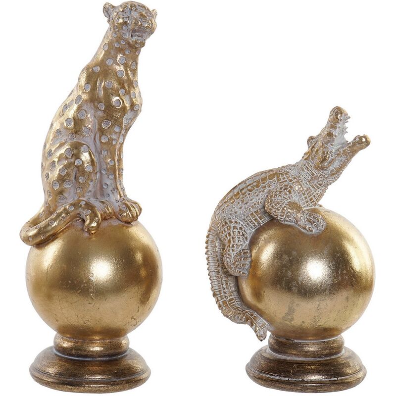 

Escultura DKD Home Decor Leopardo Cocodrilo Resina (2 pcs) (2 pcs)