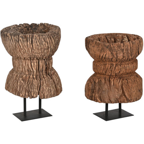 Escultura Madera Hierro 41X41X51 Pieza Unica