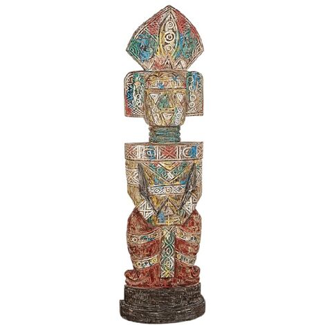 Escultura Pie Tribal Madera Colores 472354