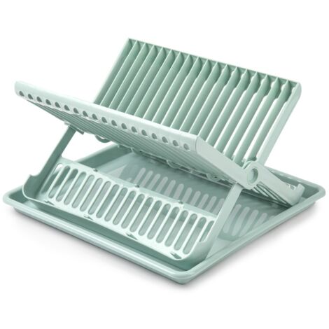 Escurreplato plegable de plastico con bandeja  Verde claro