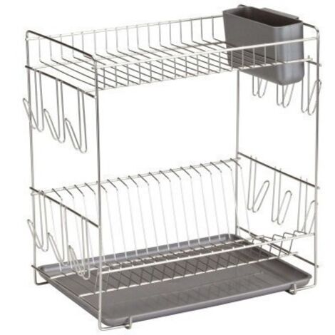 Escurreplatos Cocina Sobremesa Doble 18 Platos Inox Sauvic