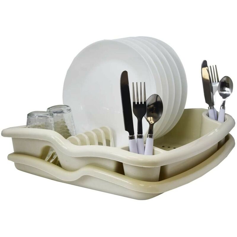 

Escurreplatos con Bandeja para Fregadero, Escurridor de Platos Gris o Blanco 30x40x10,5 cm Color - Beige