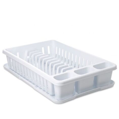 Escurreplatos de plástico 42x27cm con bandeja color blanco