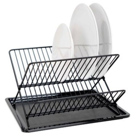 Escurreplatos plegable negro 36 x 32 x 21,5 cm duett