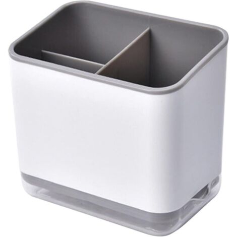 Escurridor de cubiertos multifuncional de 3 compartimentos (gris)