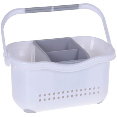 Escurridor de cubiertos para el hogar con patas y asas de goma antideslizantes, blanco 23×13×12cm