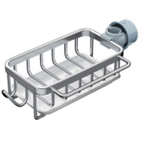 Escurridor de esponja extraíble para fregadero de cocina, con bandeja de goteo (plata)