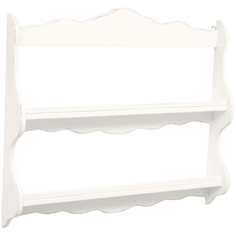 

Escurridor de estilo Country de madera maciza de tilo acabado con efecto blanco envejecido 84x12x68 cm