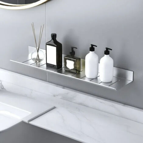Escurridor de grifo de aluminio sin necesidad de taladrar, estante de almacenamiento para espejo de baño, organizador de artículos de tocador y cosméticos para mueble de baño.