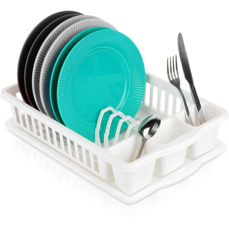 Escurridor de platos blanco de 39,5 x 26 x 8,5 cm