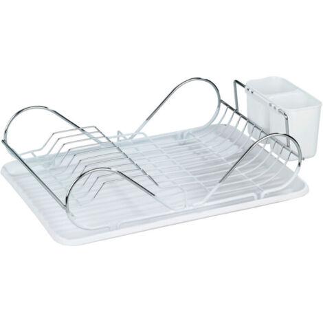 Escurridor de platos de metal cromado de 43x32x12,5 cm – Elegante organizador de fregadero – Para una cocina moderna y funcional