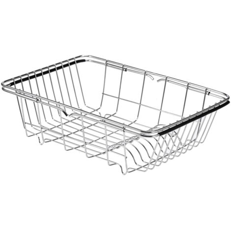 Escurridor de platos extensible para encimera, brazos ajustables, fabricado en acero inoxidable resistente a la corrosión.