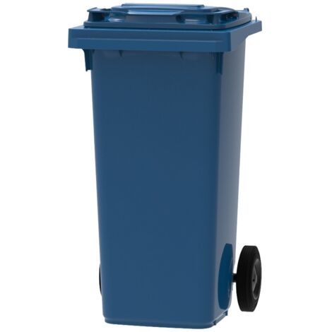 ESE France Conteneur Poubelle à déchets 2 roues - 120L - Robuste et Économique - 100% Recyclé - Bleu - Fabriqué en France