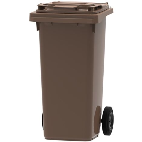 ESE France Conteneur Poubelle à déchets 2 roues - 120L - Robuste et Économique - 100% Recyclé - Marron Fabriqué en France