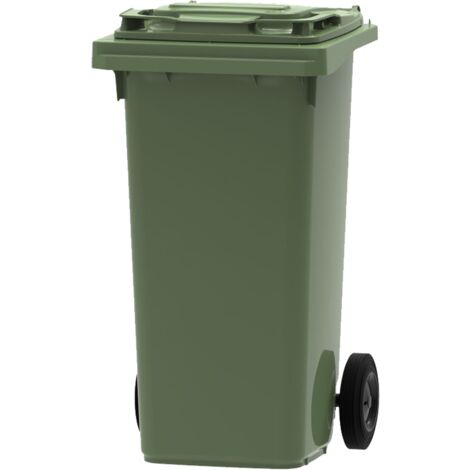 ESE France Conteneur Poubelle à déchets 2 roues - 120L - Robuste et Économique - 100% Recyclé - Vert - Fabriqué en France