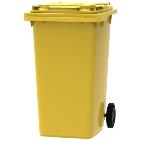 ESE France Conteneur Poubelle à déchets 2 roues - 240L - Robuste et Économique - 100% Recyclé - Jaune - Fabriqué en France
