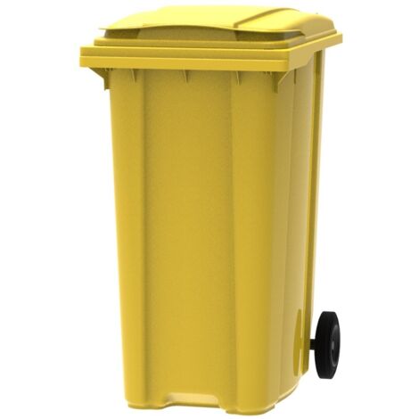 ESE France Conteneur Poubelle à déchets 2 roues - 360L - Robuste et Économique - 100% Recyclé - Jaune - Fabriqué en France