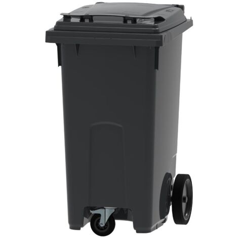 ESE France Conteneur Poubelle à déchets 3 roues - 240L - Robuste et Professionnel - 100% Recyclé - Gris - Fabriqué en France