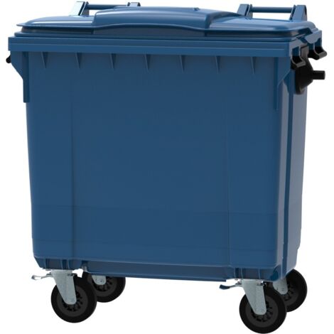 ESE France Conteneur Poubelle à déchets 4 roues - 770L - Robuste et Professionnel - 100% Recyclé - Bleu - Fabriqué en France