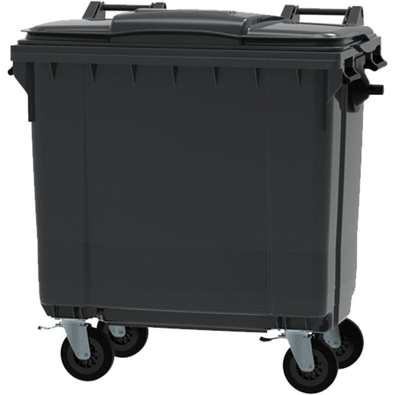 ESE France Conteneur Poubelle à déchets 4 roues - 770L - Robuste et Professionnel - 100% Recyclé - Gris - Fabriqué en France