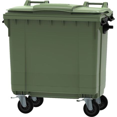 ESE France Conteneur Poubelle à déchets 4 roues - 770L - Robuste et Professionnel - 100% Recyclé - Vert - Fabriqué en France