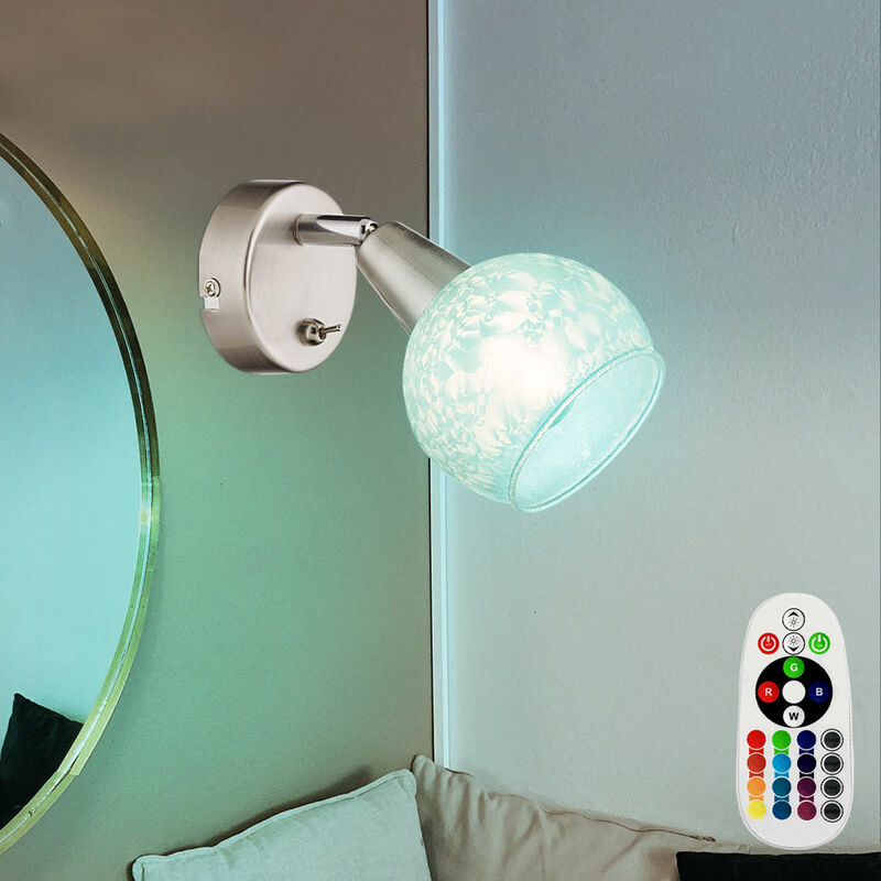 

Lámpara de pared con bola de vidrio, foco con control remoto, decoración de flores de hielo en un juego que incluye bombillas LED RGB