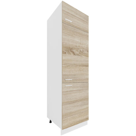 Esilo Küchenhochschrank 60 cm weiß, Eiche Dekor.