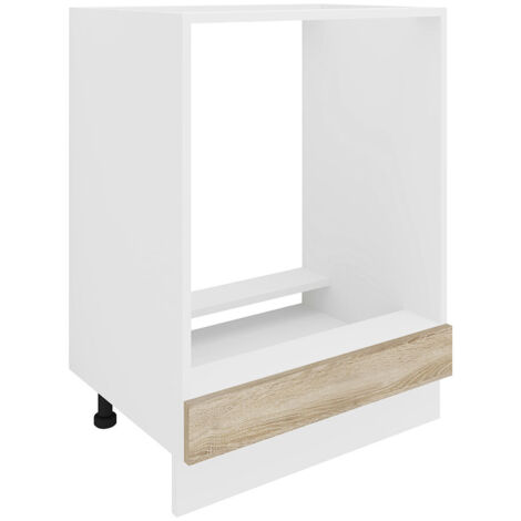Esilo Küchenunterschrank 60 cm für Ofen weiß, Eiche Dekor.