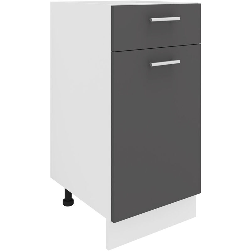 Esilo meuble bas de cuisine 40 cm 1 porte, 1 tiroir blanc, gris.