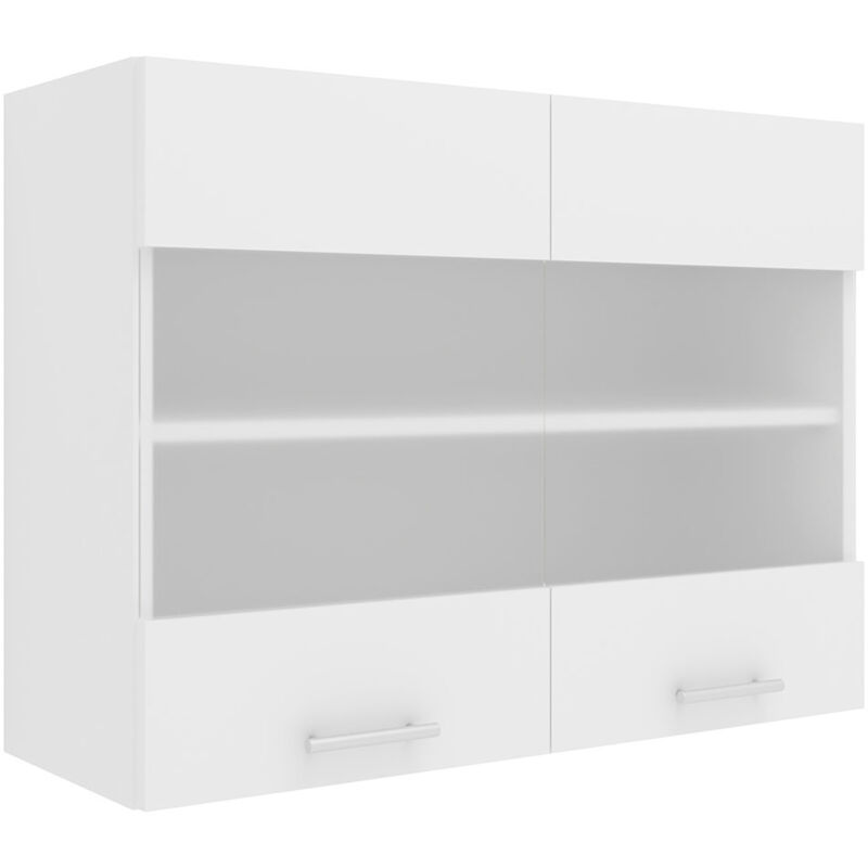 Ebuy24 - Esilo meuble haut de cuisine 80 cm 2 portes en verre blanc.