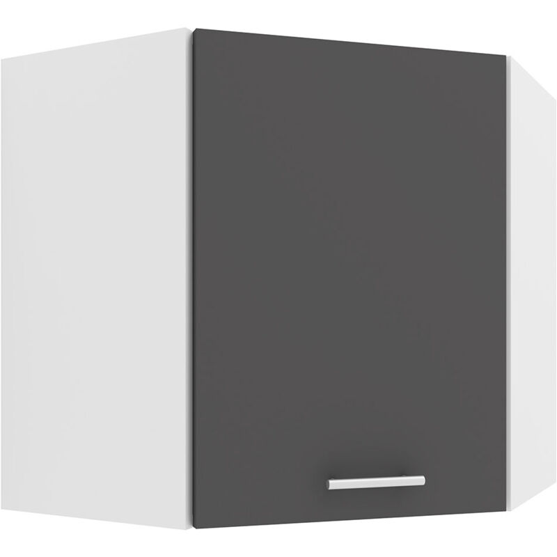 Ebuy24 - Esilo meuble haut de cuisine, armoire d'angle blanc, gris.