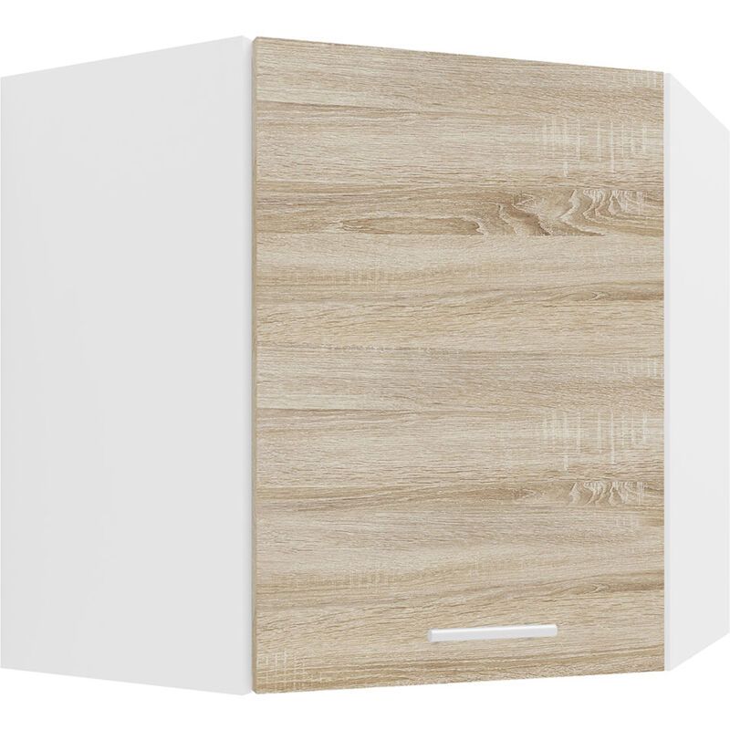 Ebuy24 - Esilo meuble haut de cuisine, armoire d'angle blanc, gris.