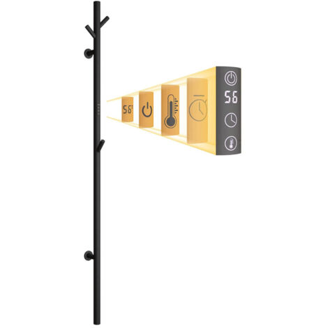 Esip – Sèche-serviette électrique 30 W – WiFi intelligent – Affichage tactile LED – Acier inoxydable 304 – Imperméable 360° – 3 crochets pour serviettes