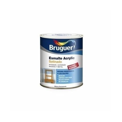 Esmalte Acrilico Satinado  250 Ml Blanco/Permanente Interior/Exterior  Sin Olor Bruguer