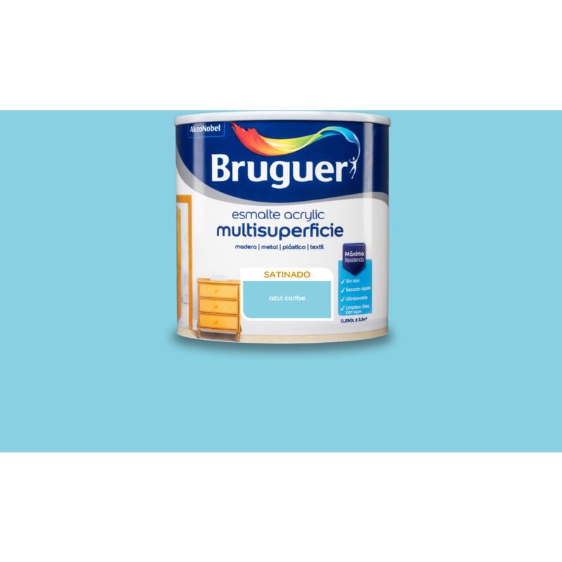 Bruguer - Acrylic Multisuperficie Esmalte al agua Satinado Azul Caribe 250 ml