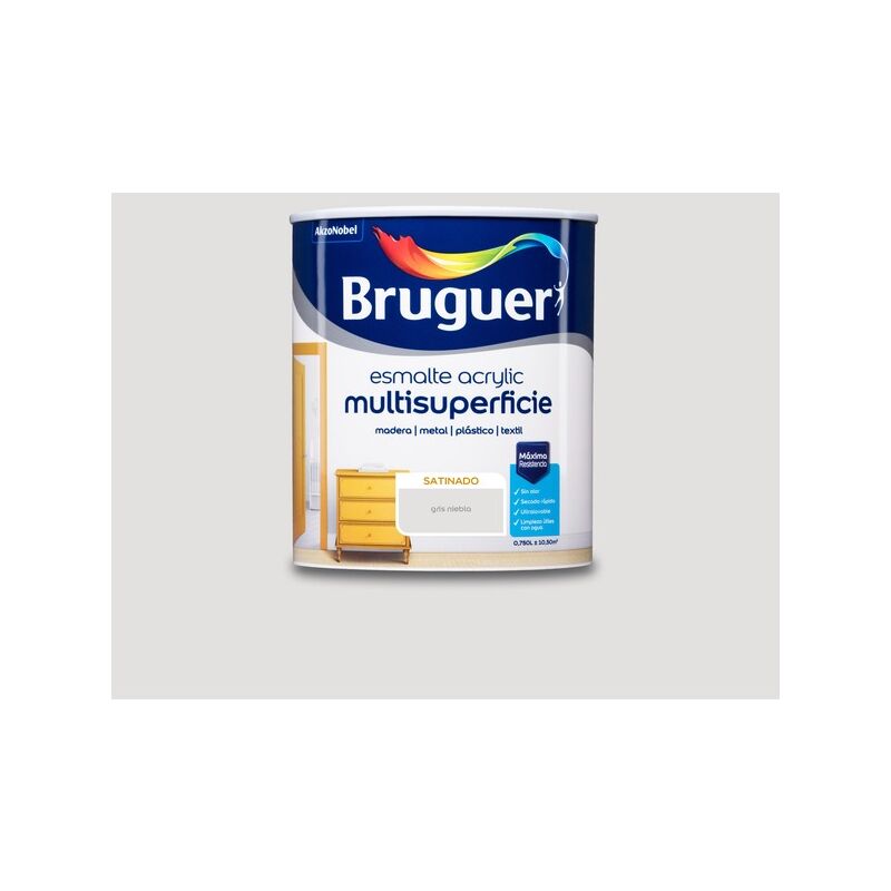 Bruguer Acrylic Multisuperficie Esmalte al agua Satinado Gris Niebla 750 ml