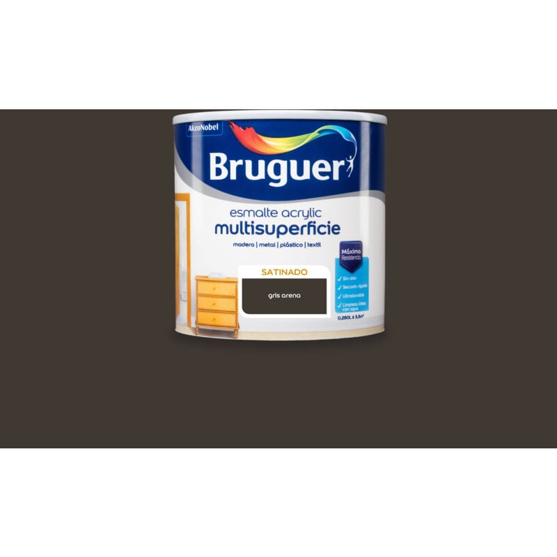 Bruguer - Acrylic Multisuperficie Esmalte al agua Satinado Gris Arena 250 ml