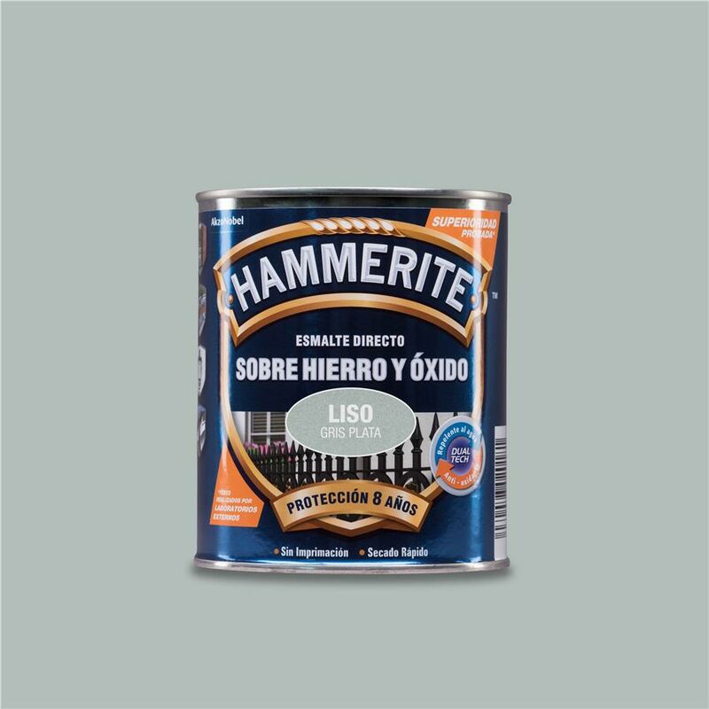 

Esmalte directo sobre hierro y óxido Liso Gris Plata 2.5L - Hammerite