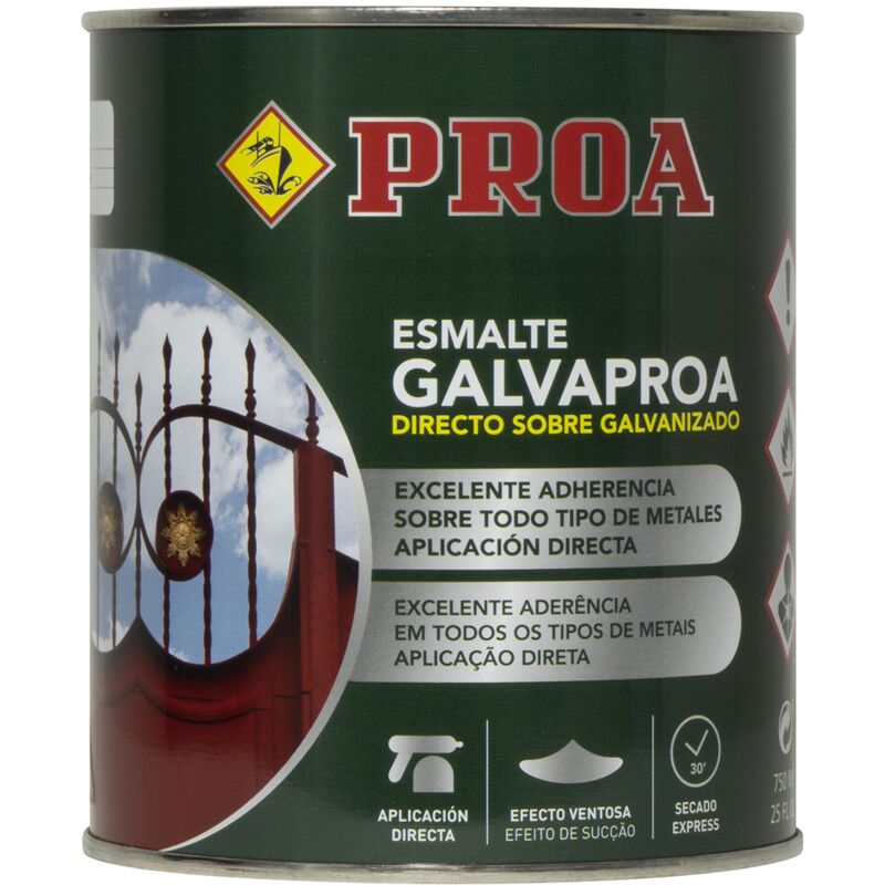 

Esmalte directo sobre galvanizado Galva Negro RAL 9005 0.75lts - Proa