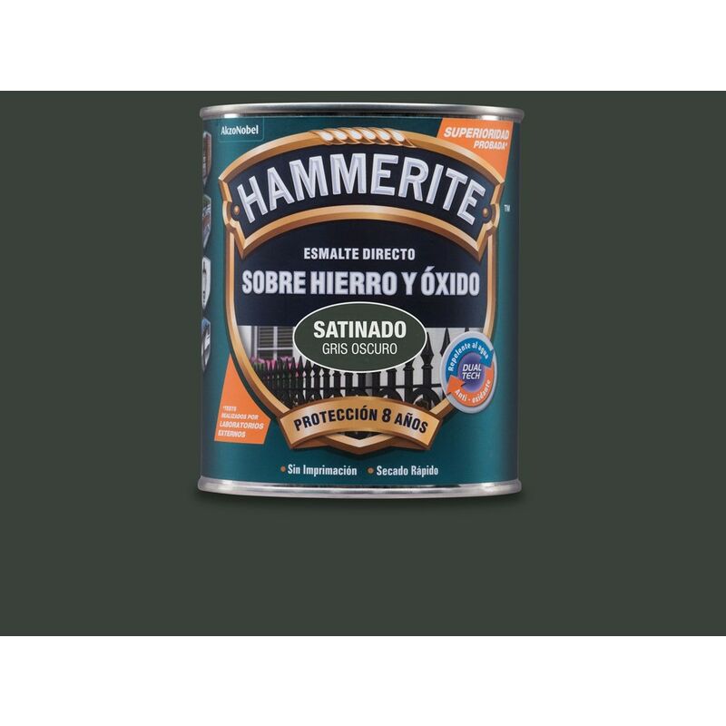 

Esmalte directo sobre hierro y óxido Satinado Gris Oscuro 250ml - Hammerite
